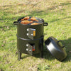 BBQ Charcoal Grill 3 in 1 Barbecue Roaster Smoker Garden Outdoor Cooking Steel