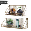 2X Wall Mounted Floating Shelves Metal Bathroom Shelf Kitchen Storage Rack Gold