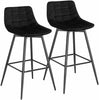 2 x Barstool Breakfast stool Metal+Velvet Counter Bar Chair Faux Bar Stool