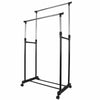 GARMENT ADJUSTABLE PORTABLE CLOTHES RAIL STAND RACK SINGLE DOUBLE SILVER BLACK