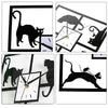 Black Cute Cat Quartz Living Room Bedroom Wall Clock Wall Mounted Decoration UK
