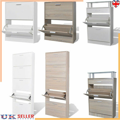 Wooden Shoe Cabinet Storage Cupboard 2/5 Drawer Hallway Footwear Organizer Rack