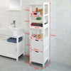 Tall Bathroom Storage Cabinet with 3 Shelves and 2 Drawers FRG126-W,UK