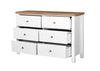 6 Drawer Bedroom Cabinet Chest of Drawers White and Oak