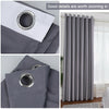 Pair of Grey Thermal Blackout Curtain Eyelet Ring Top With Tie Backs Ready Made