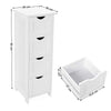 4 Drawer White Wooden Bathroom Organiser Storage Cabinet Free Unit Free Standing