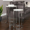 2 Pc White/Black Marble Nested Table Coffee Sofa Beside Side Table Nightstand UK