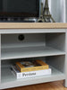 Grey Oak TV Stand Two Tone 1 Door Cabinet Television Unit Open Shelf Cable Tidy