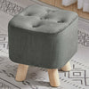 Luxury Padded Wooden Footstool Ottoman Square/Round Pouffe Stool Wood 4 Legs UK