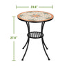 60CM Round Mosaic Garden Coffee Table Decorative Outdoor Dining Furniture 50lbs