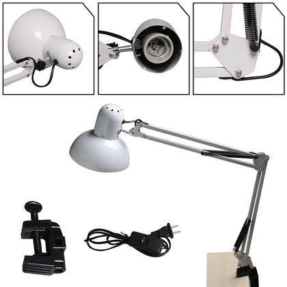 Long White LED Desk lamp Swing Arm Studio Clip-on Clamp Adjustable Table Light