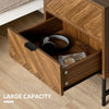 Two-Drawer Herringbone Bedside Table Home Side Cabinet Bedroom Storage Brown