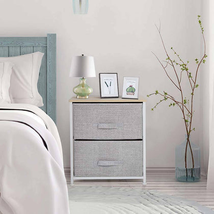 2 Drawers Fabric Cabinet of Drawers Cabinet Storage Unit Chest Bedside Table