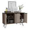 Sideboard or TV Stand 4 Door Wide Storage Cabinet Cupboard Grey Oak Seconds