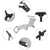 Garden Folding Chair Sun Lounger Bed Outdoor Recliner Seat w/ Sunshade Grey UK