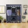 Mondeer Canvas Wardrobe Fabric Shelving Storage Cupboard Hanging Rail Grey