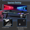 LED Game Office Desk Computer with Cup Holder 2 Cable Management, Black