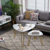 2PCS Marble Side Table Coffee End Laptop Tables Gold Metal Legs Living Room