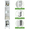 Bathroom Tall Cabinet Slim Freestanding Storage Organizer Cupboard 2 Glass Doors