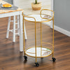 Industrial Drinks Trolley Glass & Metal Cart Vintage Serving Shelf Kitchen Table