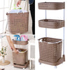 Large Laundry Cart Basket Washing Clothes Storage Shelf Bathroom Organiser Rack