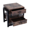 Industrial Coffee Side End Table Bedside Nightstand Drawer Living Room Furniture
