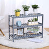 3 TIER NATURAL GREY BAMBOO SHOE RACK STAND HOLDER STORAGE SHELF UNIT ORGANISER