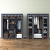 Grey Large Canvas Fabric Wardrobe with Hanging Rail Shelving Clothes 2 Styles