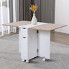 Kitchen Rolling Drop Leaf Dining Table Folding Narrow Table with Drawer/Shelves