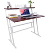 White Folding Computer Desk,Study Writing Table 2 Tier Shelf Storage Home Office