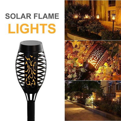 1PC 12 LED Solar Flickering Flame Effect Torch Stake Dancing Garden Light Lamp