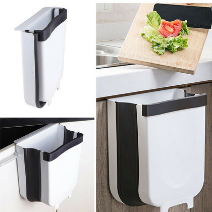 Collapsible Kitchen Countertop Cupboard Door Hanging Food Waste Bin Home Dustbin