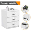 Modern 3 Drawer Chest of Drawers Bedside Table Cabinet Bedroom Storage White