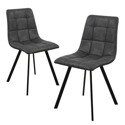 2x Grey Dining Chairs Set Soft Padded Seat Metal Legs Kitchen Lounge Furniture
