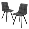 2x Grey Dining Chairs Set Soft Padded Seat Metal Legs Kitchen Lounge Furniture