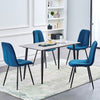 2 Pcs Dining Chair Velvet Upholstered Kitchen Metal Legs Chair Dining Room Blue