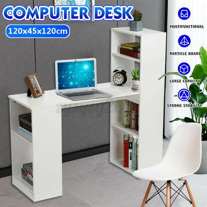 120cm Computer Desk Writing Study Table Office With Shelves Corner Study Home