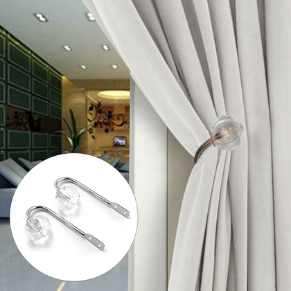 2X Metal Crystal Curtain Holdback Wall Tie Backs Hook Hanger Holder Home Decor