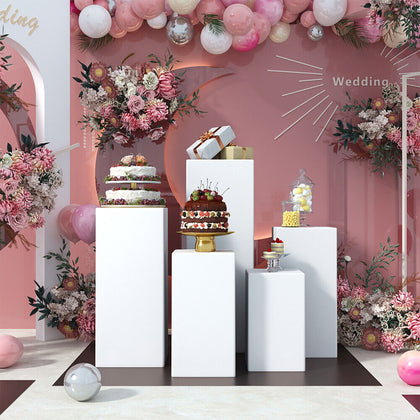 Large Plinth Cylinder Dessert Pedestal Wedding Cake Flower Display Stand White
