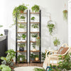 Tall Industrial Bookcase Narrow Vintage Display Unit Slim Rustic Storage Shelves