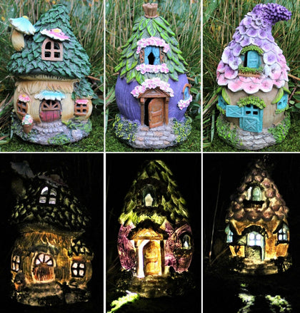 Fairy House Solar Garden Ornament Pixie Lawn Secret Gift