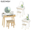 White Dressing Makeup Table Vanity Desk Set LED Touch Screen Mirror W/ Drawers