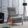 Manual Wing Back Fireside Grey Fabric Recliner Armchair Sofa Lounge Chair Seat