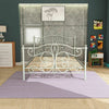 Metal Bed Frame King Size 5FT Scroll Modern Crystal Slatted White