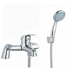 Modern Bath Shower Mixer Taps Deck Mounted Chrome Valve Bar Tap Handset & Hose