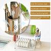 2 Tier Stainless Steel Plate Dish Cutlery Drainer Drying Rack Drip Tray Holder