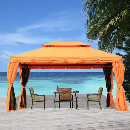 Large Gazebo 4x3 Orange Patio Tent Waterproof Garden Marquee Outdoor Shelter