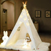 Large Canvas Kids Teepee White Tent Childs Wigwam Indoor Outdoor Play House Gift