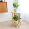 2 Tier 4-Leg Coffee Table Bamboo Side Bedside Table Desk 55cm Tall 40cm Round