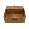 Set of 3 Storage Basket Organiser Box With Lid Hamper Seaweed Resin Woven Home